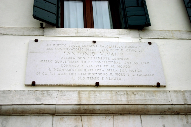 Commemorative plaque beside the Ospedale della Pietà.